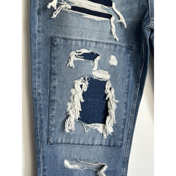 Flying Monkey Women's Mid Rise Button Fly Patchwork Jeans - Sz 32 - NWT - Picture 8 of 10